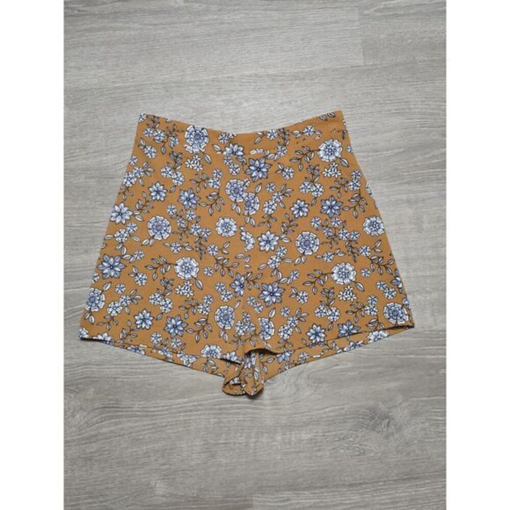 Story Women's Mustard Floral Print Shear‎ Hot Shorts Size Small